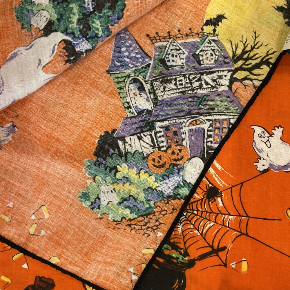 Vintage 1995 Halloween Spooky House Tablecloth "Fashion Industries" Est. 52"x70" - Picture 8 of 8